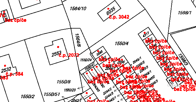 Šumperk 44978880 na parcele st. 3886 v KÚ Šumperk, Katastrální mapa
