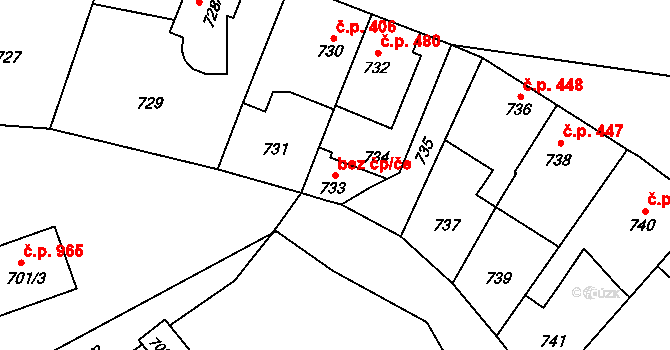 Hronov 46488880 na parcele st. 733 v KÚ Hronov, Katastrální mapa