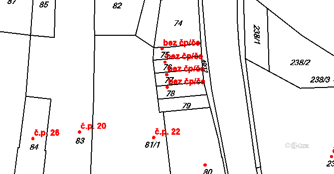 Děčín 47090880 na parcele st. 78 v KÚ Nebočady, Katastrální mapa