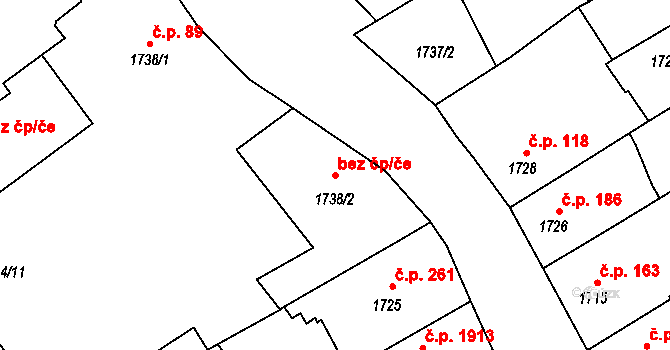Opava 48114880 na parcele st. 1738/2 v KÚ Opava-Předměstí, Katastrální mapa