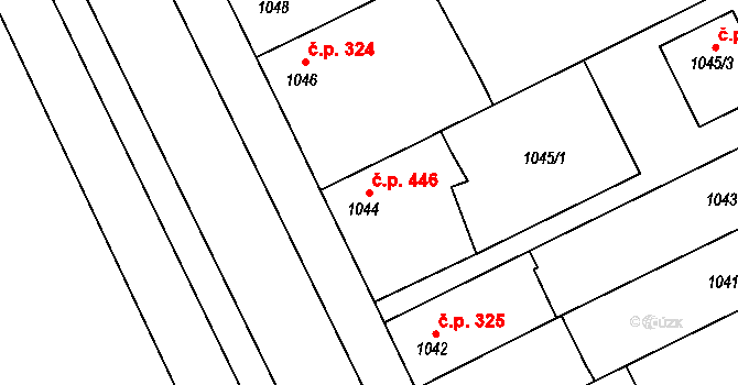 Litomyšlské Předměstí 446, Vysoké Mýto na parcele st. 1044 v KÚ Vysoké Mýto, Katastrální mapa