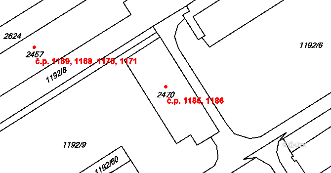 Beroun-Město 1185,1186, Beroun na parcele st. 2470 v KÚ Beroun, Katastrální mapa