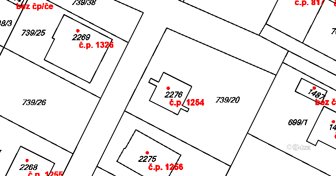 Neratovice 1254 na parcele st. 2276 v KÚ Neratovice, Katastrální mapa