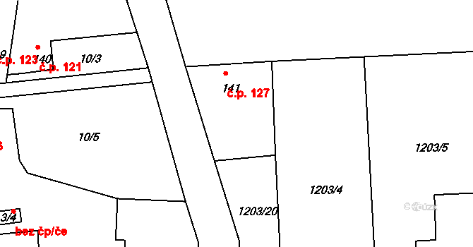 Velká Černoc 127, Měcholupy na parcele st. 141 v KÚ Velká Černoc, Katastrální mapa