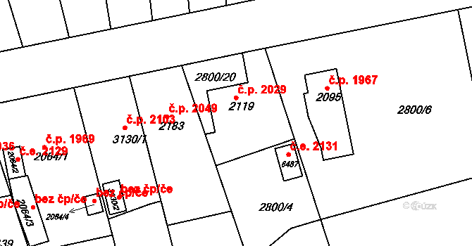 Žatec 2029 na parcele st. 2119 v KÚ Žatec, Katastrální mapa