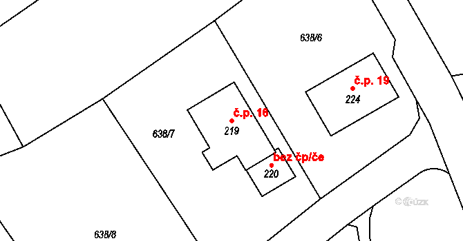 Pytlíkov 16, Bžany na parcele st. 219 v KÚ Lysec, Katastrální mapa