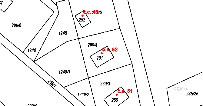 Žopy 62, Holešov na parcele st. 251 v KÚ Žopy, Katastrální mapa