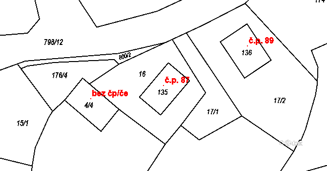 Cekov 87 na parcele st. 135 v KÚ Cekov, Katastrální mapa