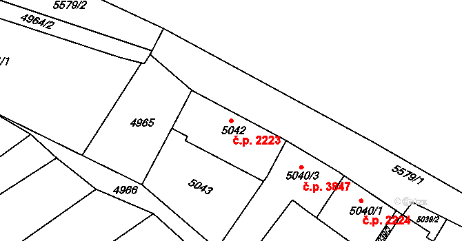 Znojmo 2223 na parcele st. 5042 v KÚ Znojmo-město, Katastrální mapa