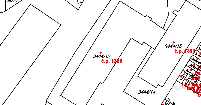 Přerov I-Město 1350, Přerov na parcele st. 3444/12 v KÚ Přerov, Katastrální mapa