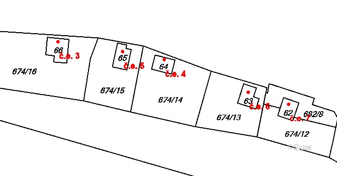 Pulovice 4, Šemnice na parcele st. 64 v KÚ Pulovice, Katastrální mapa