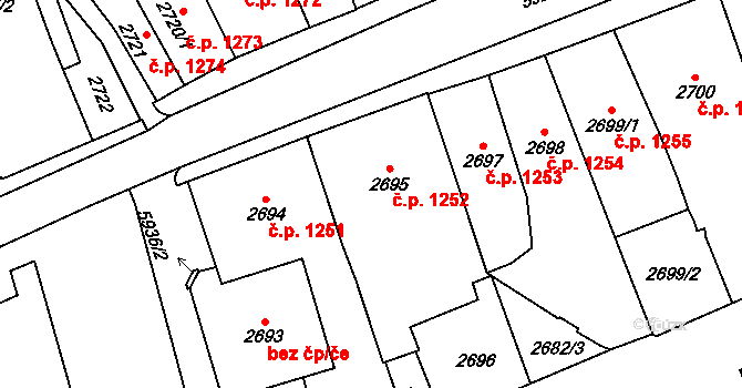 Jihlava 1252 na parcele st. 2695 v KÚ Jihlava, Katastrální mapa