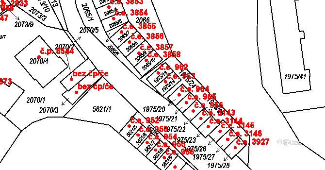 Jihlava 963 na parcele st. 1975/19 v KÚ Jihlava, Katastrální mapa