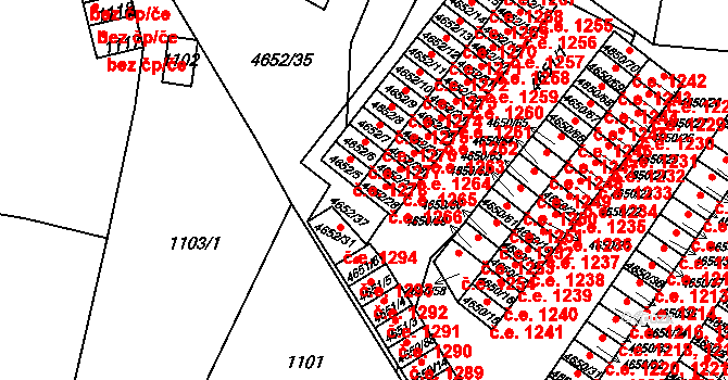 Jihlava 1266 na parcele st. 4652/28 v KÚ Jihlava, Katastrální mapa
