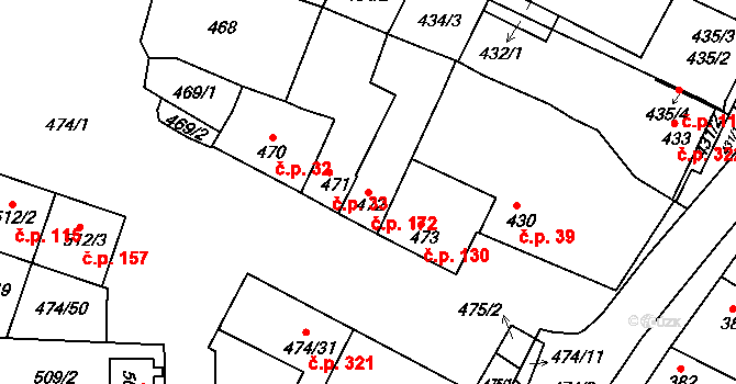 Milokošť 172, Veselí nad Moravou na parcele st. 472 v KÚ Milokošť, Katastrální mapa