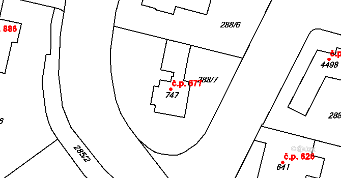 Kyjov 677 na parcele st. 747 v KÚ Kyjov, Katastrální mapa
