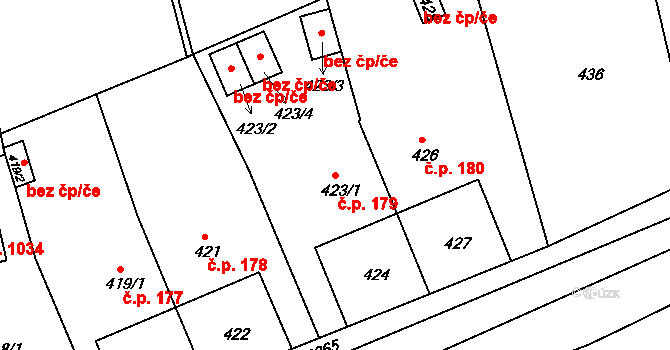 Pod Cvilínem 179, Krnov na parcele st. 423/1 v KÚ Opavské Předměstí, Katastrální mapa