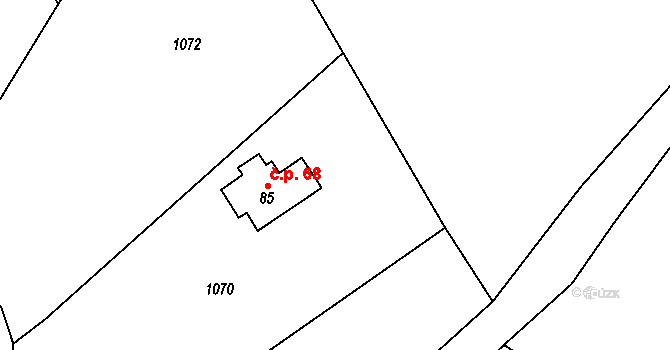 Radimovice 68 na parcele st. 85 v KÚ Radimovice u Sychrova, Katastrální mapa