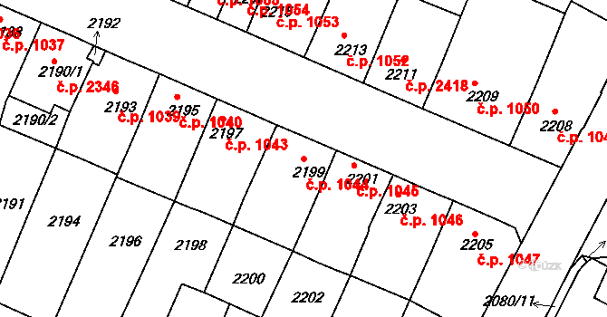 Boskovice 1044 na parcele st. 2199 v KÚ Boskovice, Katastrální mapa