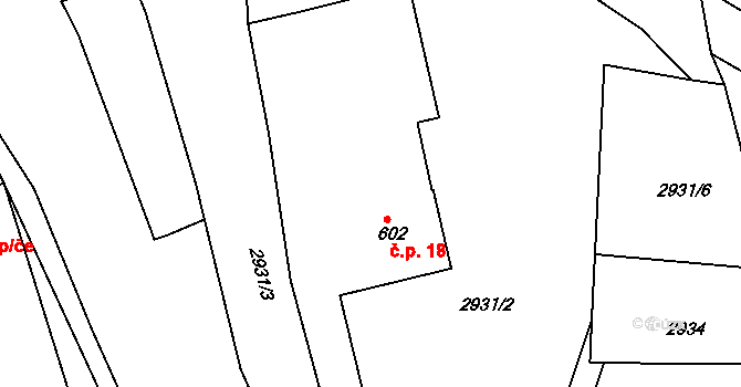 Filipovice 18, Bělá pod Pradědem na parcele st. 602 v KÚ Domašov u Jeseníka, Katastrální mapa