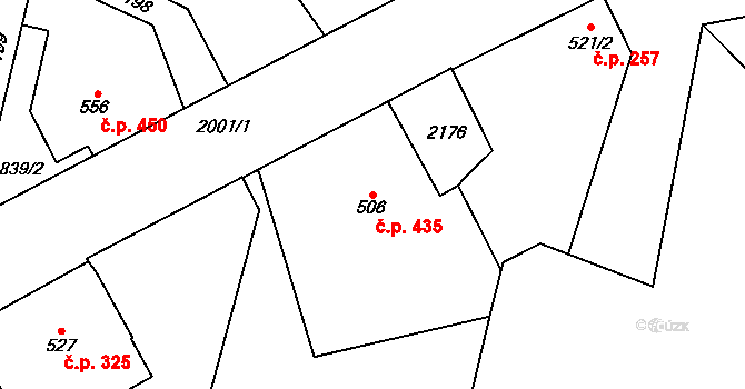 Třebechovice pod Orebem 435 na parcele st. 506 v KÚ Třebechovice pod Orebem, Katastrální mapa