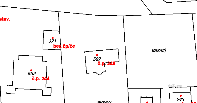 Želivec 248, Sulice na parcele st. 507 v KÚ Sulice, Katastrální mapa