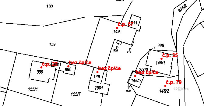 Horní Lideč 57 na parcele st. 149 v KÚ Horní Lideč, Katastrální mapa