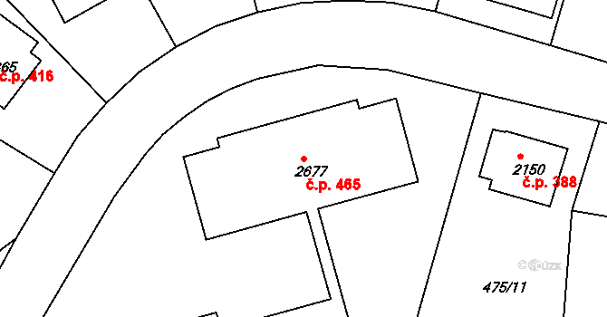 Holínské Předměstí 465, Jičín na parcele st. 2677 v KÚ Jičín, Katastrální mapa