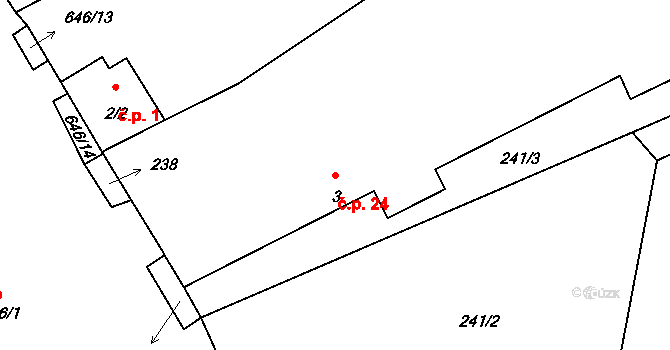 Mnich 24, Kardašova Řečice na parcele st. 3 v KÚ Mnich u Kardašovy Řečice, Katastrální mapa