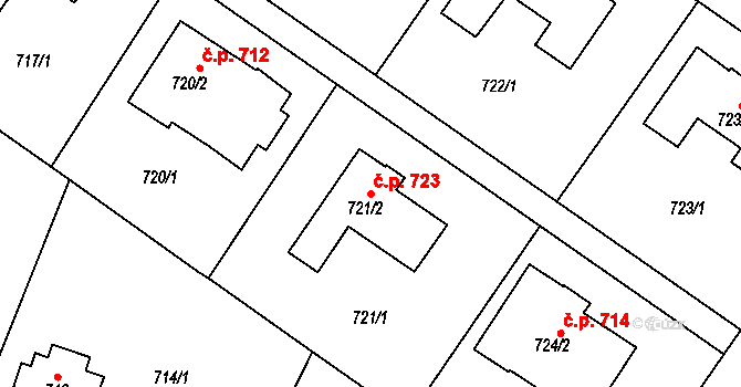 Bukov 723, Ústí nad Labem na parcele st. 721/2 v KÚ Bukov, Katastrální mapa