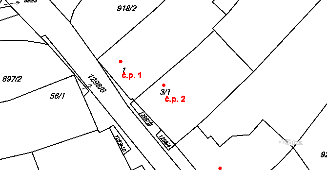 Pucov 2 na parcele st. 3/1 v KÚ Pucov, Katastrální mapa