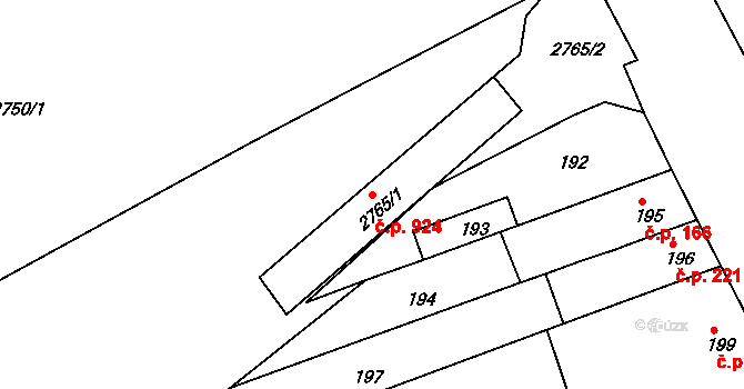 Černovice 924, Brno na parcele st. 2765/1 v KÚ Černovice, Katastrální mapa