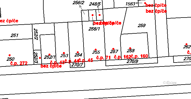 Řetenice 71, Teplice na parcele st. 255 v KÚ Teplice-Řetenice, Katastrální mapa