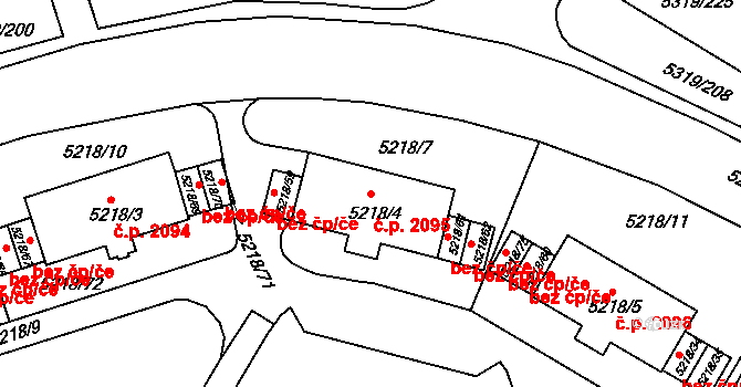 Frýdek 2095, Frýdek-Místek na parcele st. 5218/4 v KÚ Frýdek, Katastrální mapa