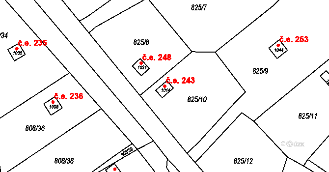 Jílové 243 na parcele st. 1014 v KÚ Jílové u Děčína, Katastrální mapa