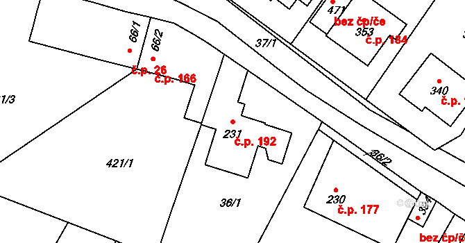 Luby 192, Klatovy na parcele st. 231 v KÚ Luby, Katastrální mapa