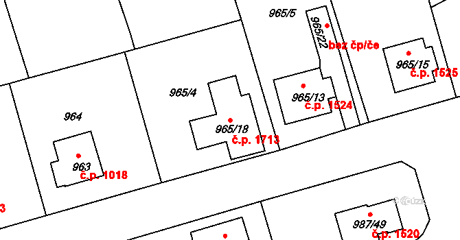 Turnov 1713 na parcele st. 965/18 v KÚ Turnov, Katastrální mapa