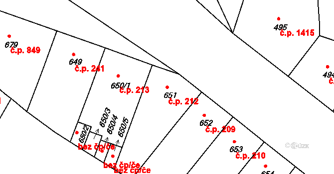Nusle 212, Praha na parcele st. 651 v KÚ Nusle, Katastrální mapa