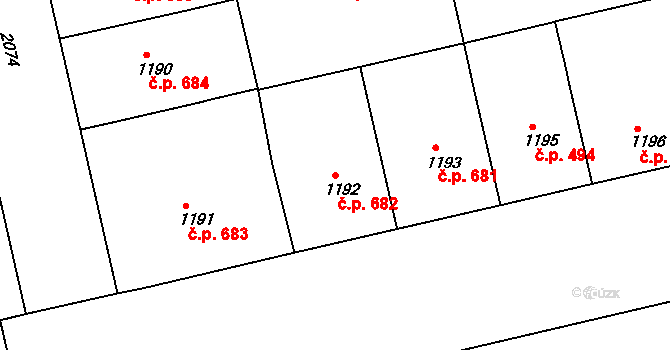 Bubeneč 682, Praha na parcele st. 1192 v KÚ Bubeneč, Katastrální mapa