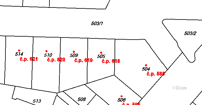 Vršovice 618, Praha na parcele st. 505 v KÚ Vršovice, Katastrální mapa