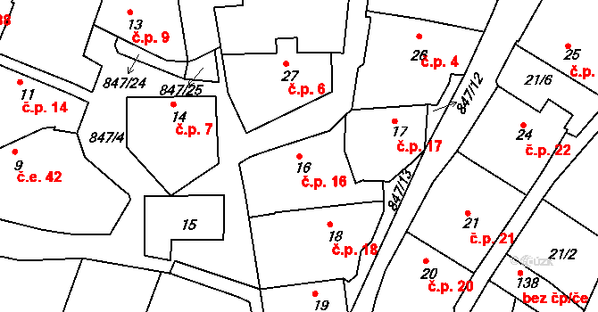 Starý Rožmitál 16, Rožmitál pod Třemšínem na parcele st. 16 v KÚ Starý Rožmitál, Katastrální mapa