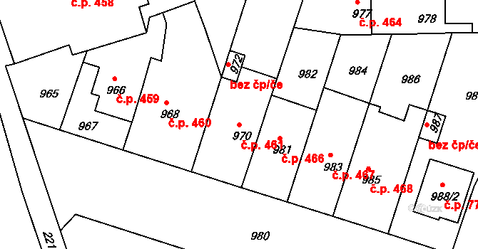 České Budějovice 2 461, České Budějovice na parcele st. 970 v KÚ České Budějovice 2, Katastrální mapa