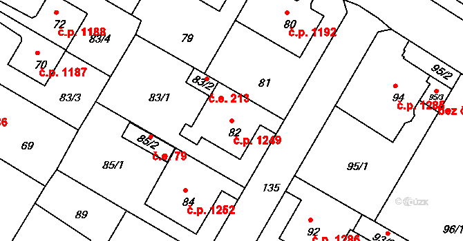Rumburk 1 1249, Rumburk na parcele st. 82 v KÚ Rumburk, Katastrální mapa