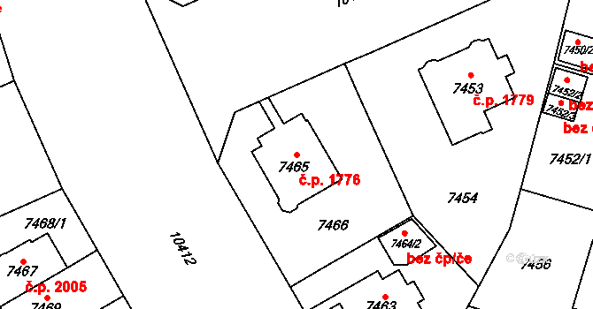 Jižní Předměstí 1776, Plzeň na parcele st. 7465 v KÚ Plzeň, Katastrální mapa