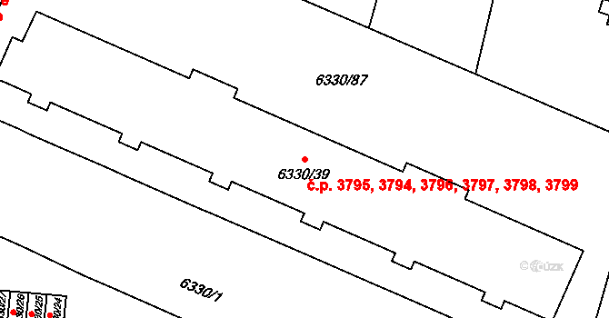 Prostějov 3794,3795,3796,3797, na parcele st. 6330/39 v KÚ Prostějov, Katastrální mapa