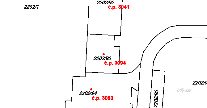 Moravská Ostrava 3094, Ostrava na parcele st. 2202/93 v KÚ Moravská Ostrava, Katastrální mapa