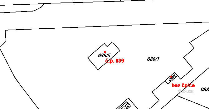 Žižkov 939, Kutná Hora na parcele st. 688/5 v KÚ Kutná Hora, Katastrální mapa