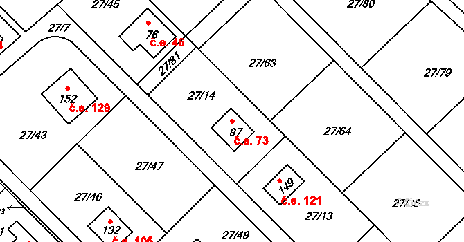 Vadkovice 73, Chbany na parcele st. 97 v KÚ Vadkovice, Katastrální mapa