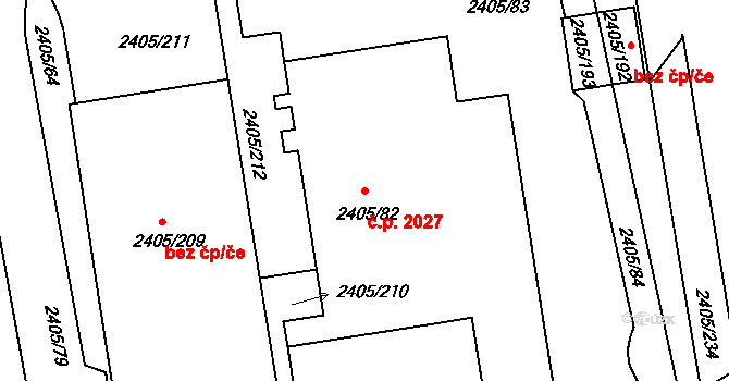 Pelhřimov 2027 na parcele st. 2405/82 v KÚ Pelhřimov, Katastrální mapa