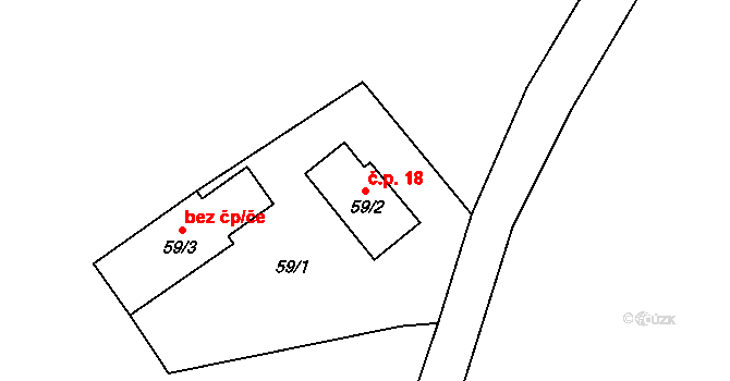 Babiny I 18, Malečov na parcele st. 59/2 v KÚ Babiny I, Katastrální mapa